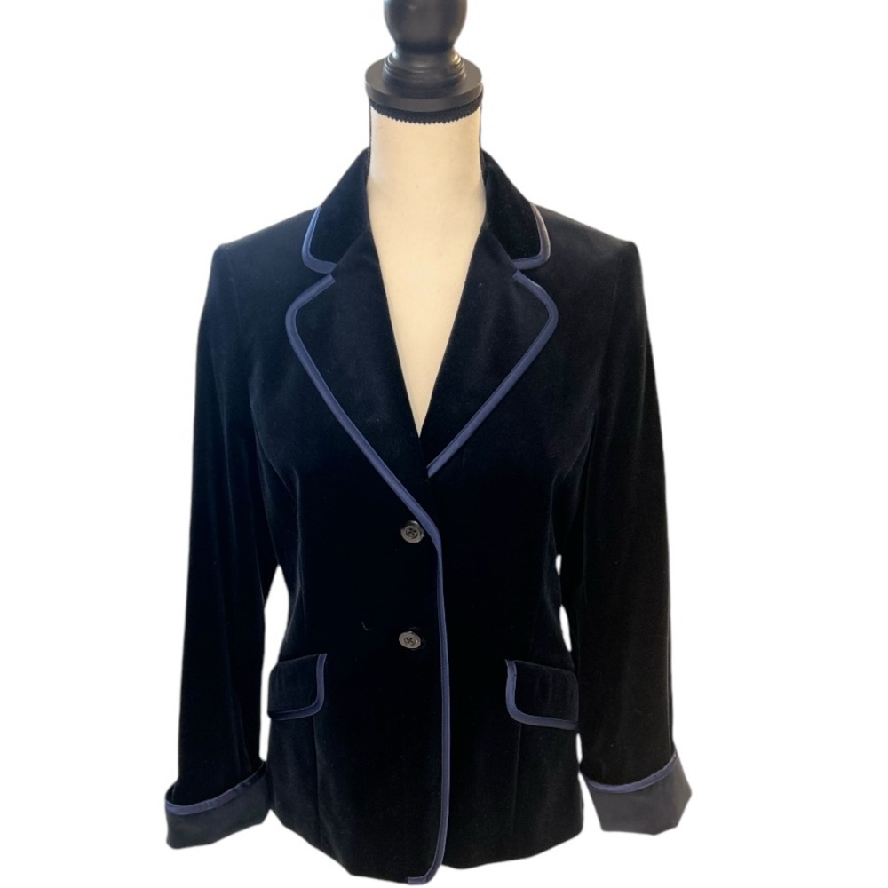 Blue Velvet with Satin Trim Blazer Ellen Tracy